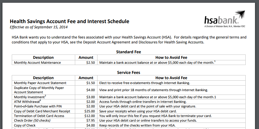 bank of america hsa fee waiver