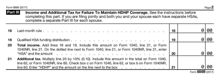 2017 HSA Form 8889 - Instructions and Example | HSA Edge